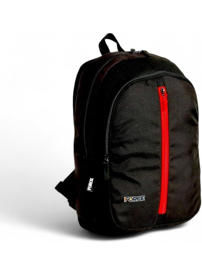 FORCE Basic Backpack Black/Red front zip unisex backpack - Image 4